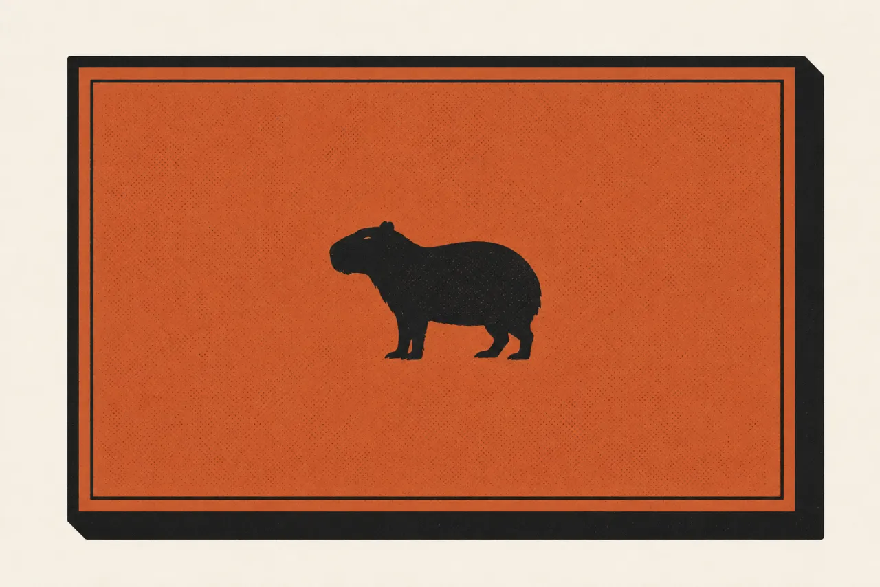 Graphic of a framed licence placard with a capybara silhouette in the middle