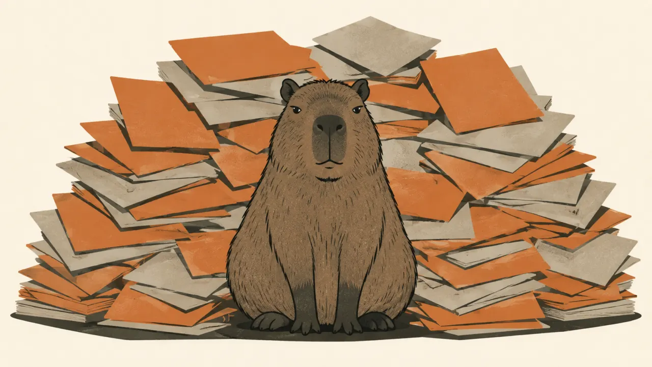 Stack of permit paperwork on a desk representing the state and county filings a Nevada capybara requires
