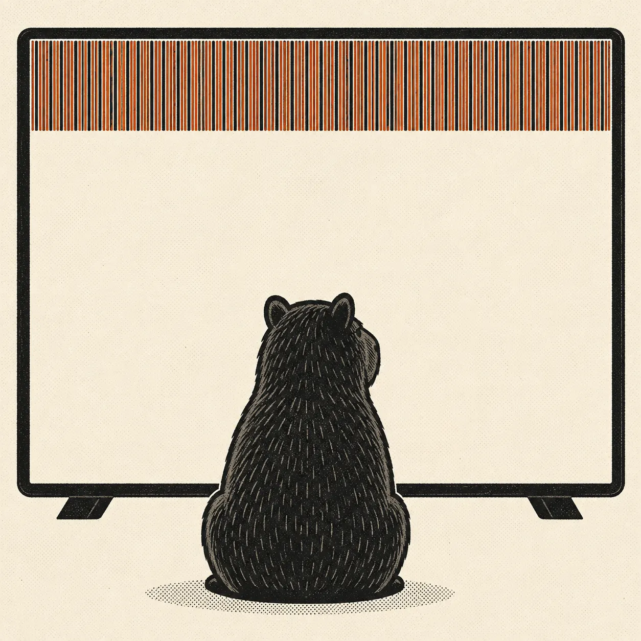 Illustration of a capybara sitting in front of a large screen with a loading bar across the top, for a guide to capybaras in video games