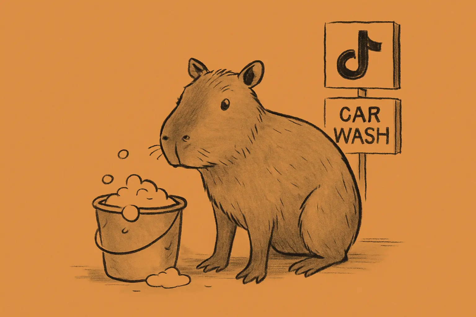 A capybara spotted near a car wash in Selayang, Malaysia, looking around curiously.
