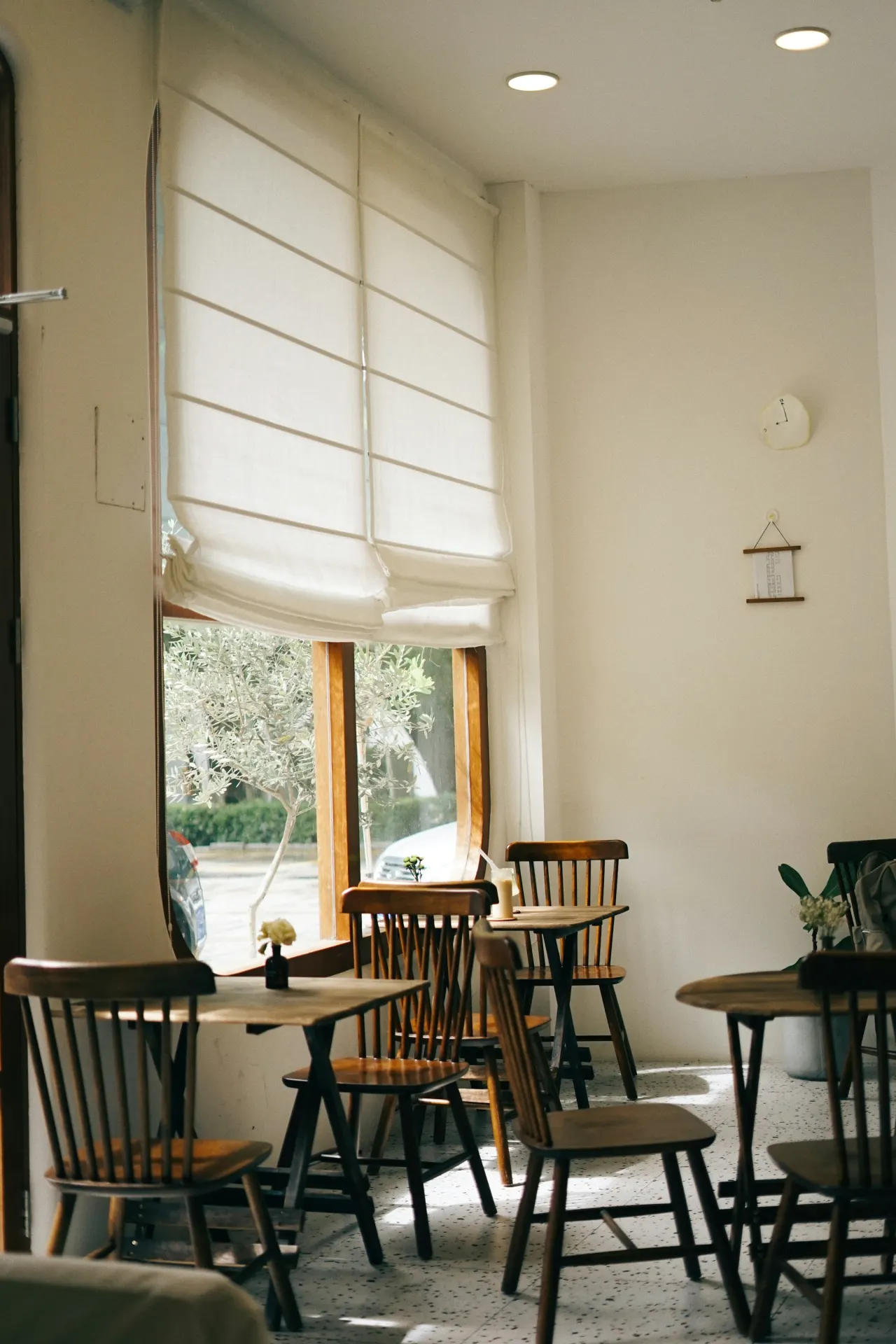 A window seat in a bright neighbourhood cafe.